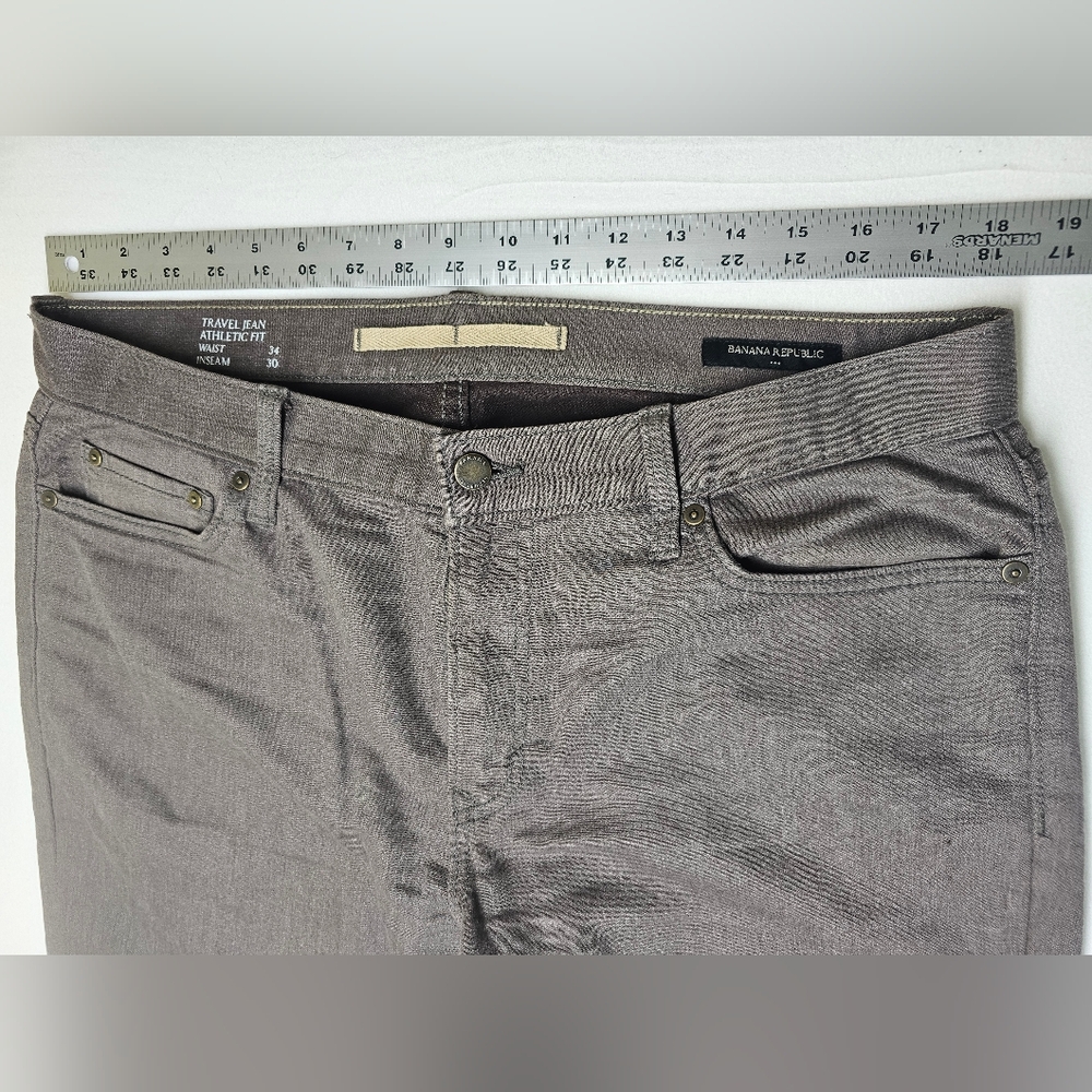 Travel Jean Athletic Fit Mens Pants Size 34x30 Brown Casual Trousers - Picture 6 of 7